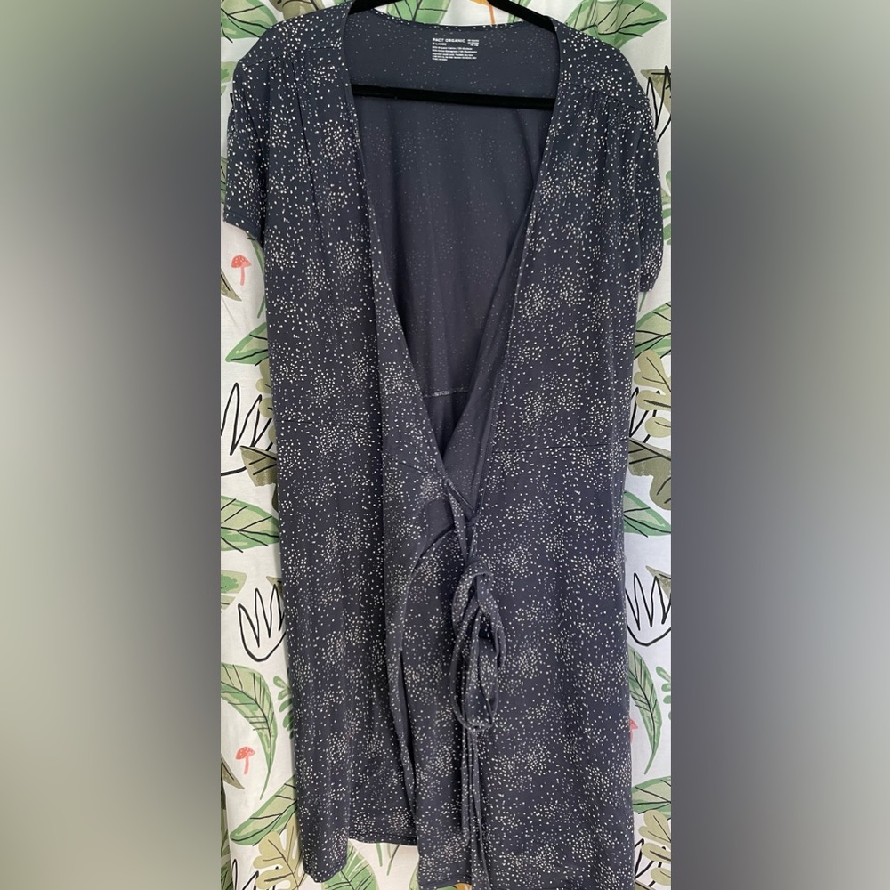 Navy speckled Pact Organic Jersey wrap dress XL